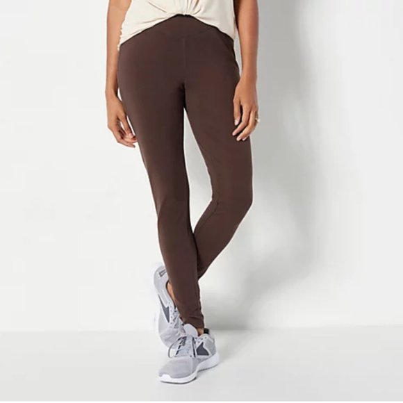 Denim & Co Active Duo Stretch V-Yoke Leggings  11411 - Picture 1 of 2